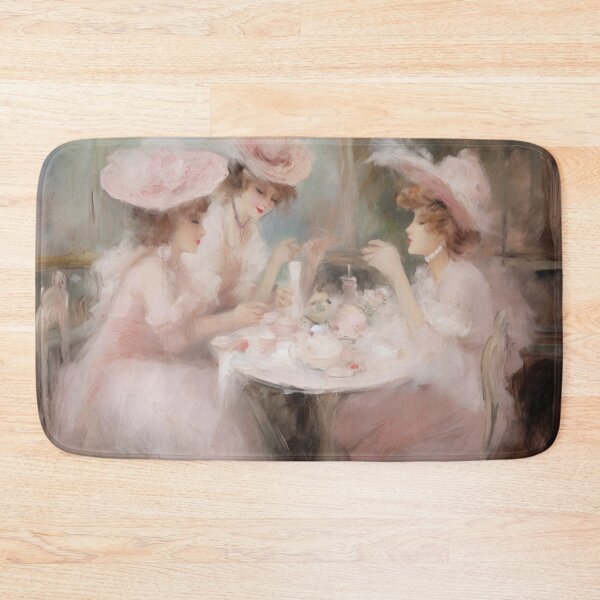 Item preview, Coquette aesthetic vintage painting of a three women having tea designed and sold by Coquette Art.