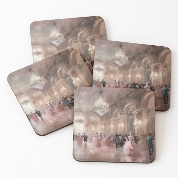 Item preview, Coquette aesthetic vintage painting of an old pink ballroom designed and sold by Coquette Art.