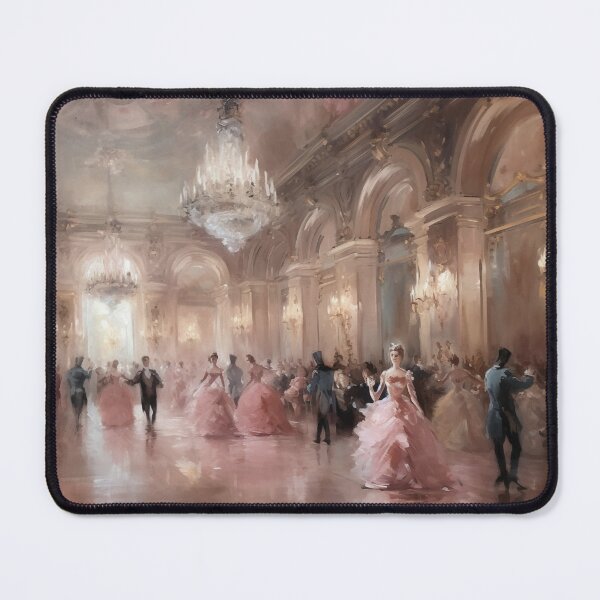 Item preview, Coquette aesthetic vintage painting of an old pink ballroom designed and sold by Coquette Art.