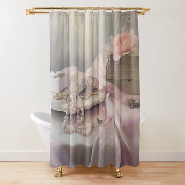 Coquette Boho Shower Curtain, Coquette Aesthetic Cottagecore