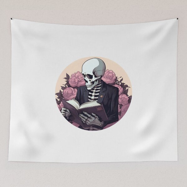 Item preview, Enchanted Skeleton Immersed in the Joy of Reading - Reading Cartoon Characters designed and sold by Ordinary Life Works.