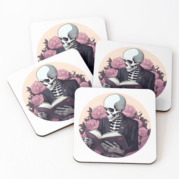 Item preview, Enchanted Skeleton Immersed in the Joy of Reading - Reading Cartoon Characters designed and sold by Ordinary Life Works.