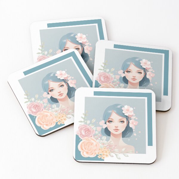 Item preview, Beautiful woman with babyblue hair, pastel tones designed and sold by Piano-pn.