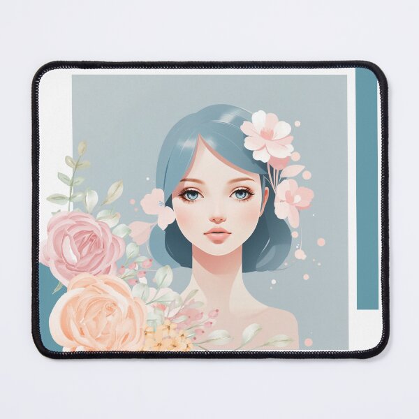 Item preview, Beautiful woman with babyblue hair, pastel tones designed and sold by Piano-pn.