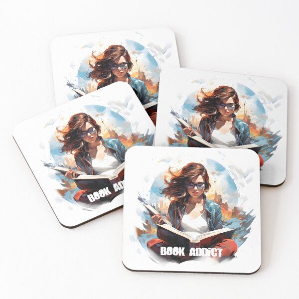Item preview, Girl reading a book with the inscription "Book Addict" designed and sold by tw0nkey.