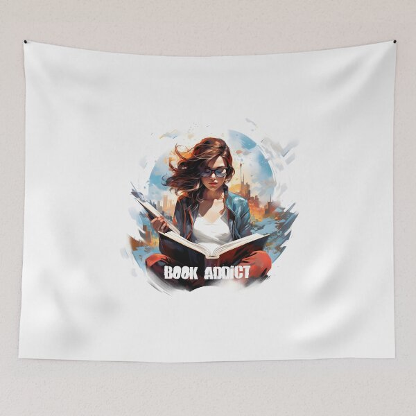 Item preview, Girl reading a book with the inscription "Book Addict" designed and sold by tw0nkey.