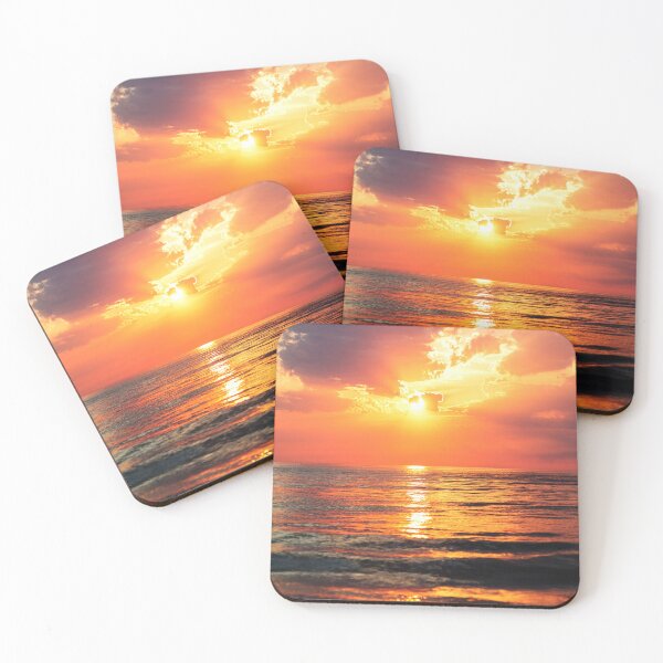 Item preview, Relaxing Coastal Sunset with reflections on the water and orange sky designed and sold by thespecialtyhub.