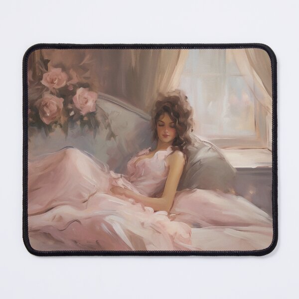 Item preview, Coquette aesthetic vintage painting of a languid woman designed and sold by Coquette Art.