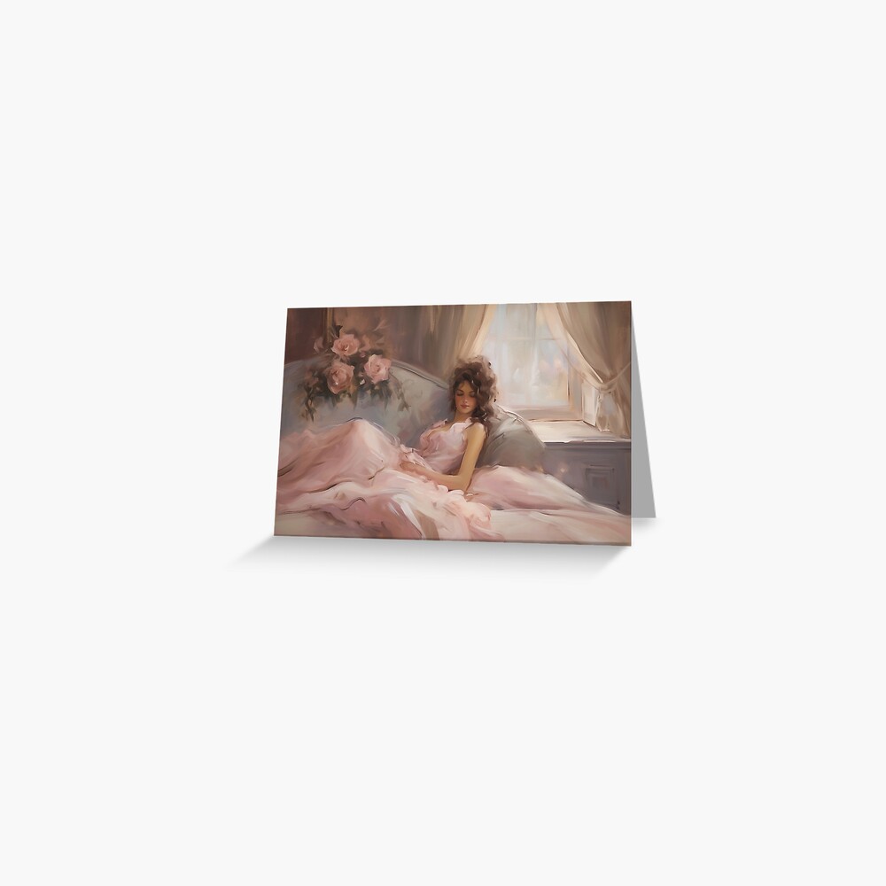 Coquette aesthetic vintage painting of a languid woman | Sticker