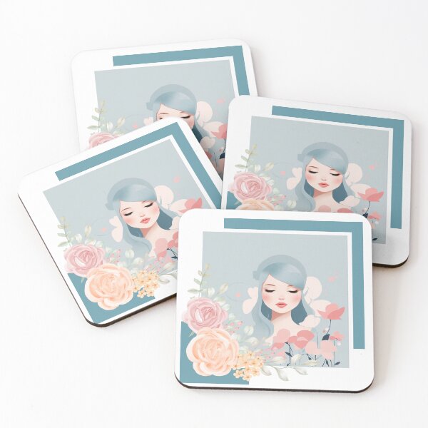 Item preview, Beautiful woman with babyblue hair, pastel tones designed and sold by Piano-pn.