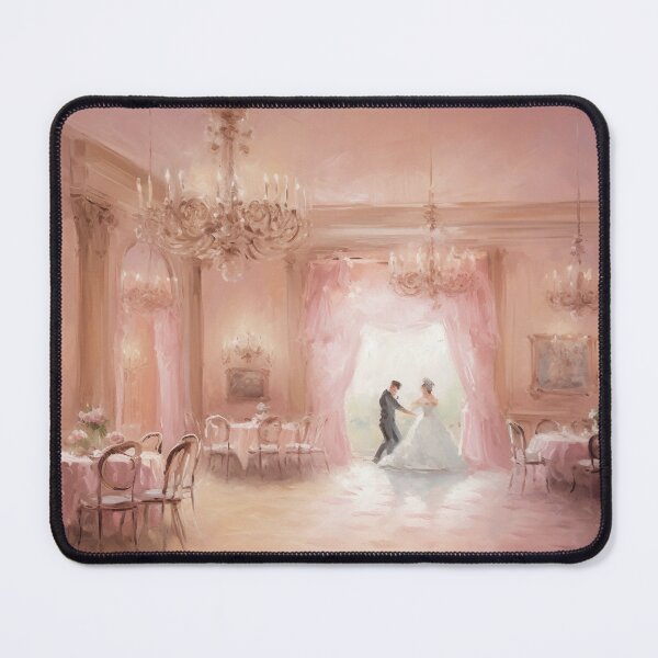 Item preview, Coquette aesthetic vintage painting of an old pink ballroom designed and sold by Coquette Art.