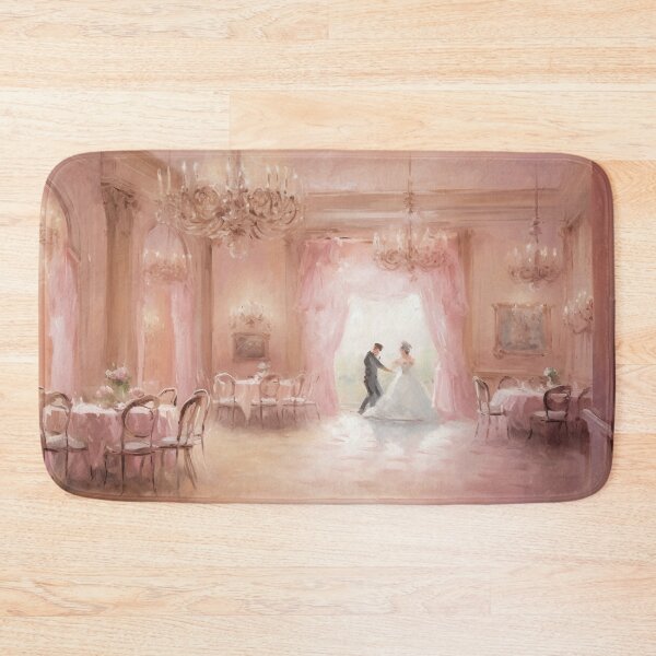 Item preview, Coquette aesthetic vintage painting of an old pink ballroom designed and sold by Coquette Art.