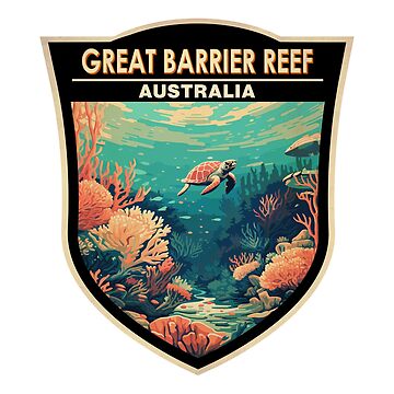 Artwork thumbnail, Great Barrier Reef Australia Travel Art Badge by KrisSidDesigns