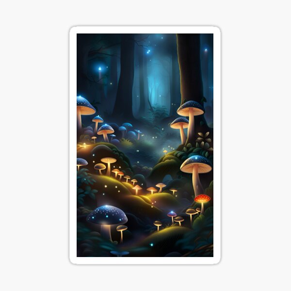 Item preview, Enchanted Forest with Mushrooms and Fireflies designed and sold by Arkneer.