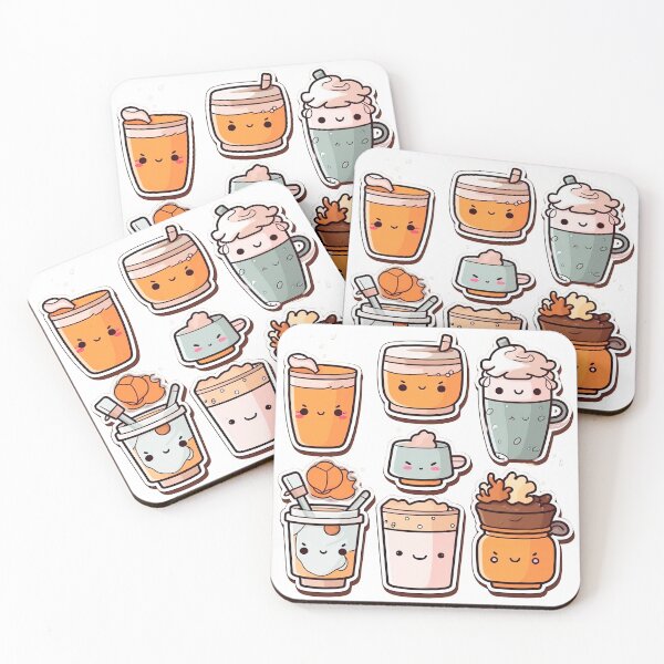 Item preview, coffee and milkshake cup group stickers designed and sold by Moshimashop.