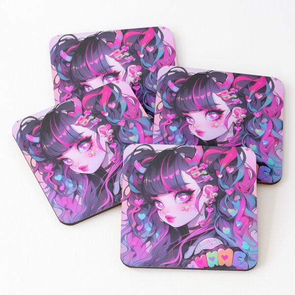 Item preview, Kawaii Pink and Blue Pigtails Harajuku Anime Girl designed and sold by bubblegoth.