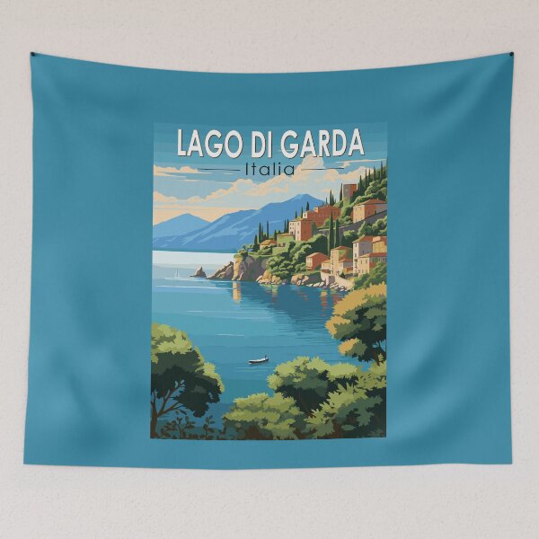 Item preview, Lago di Garda Italia Travel Art Vintage designed and sold by KrisSidDesigns.