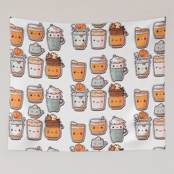 Item preview, coffee and milkshake cup group stickers designed and sold by Moshimashop.