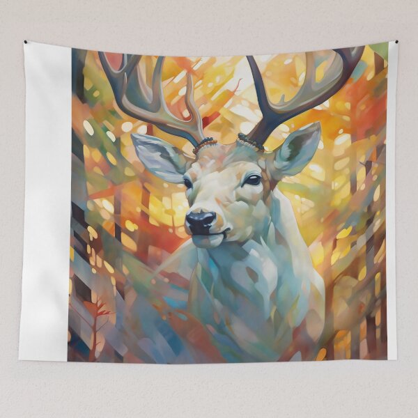 Item preview, Portrait of a white deer's face designed and sold by WallWhimsyWorks.