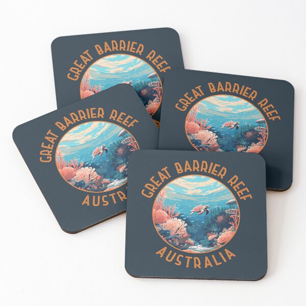 Item preview, Great Barrier Reef Australia Retro Distressed Circle designed and sold by KrisSidDesigns.