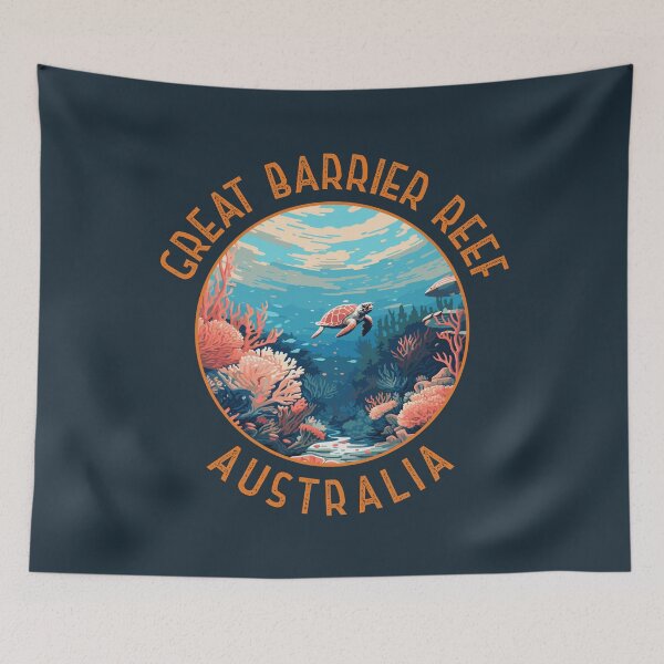 Item preview, Great Barrier Reef Australia Retro Distressed Circle designed and sold by KrisSidDesigns.