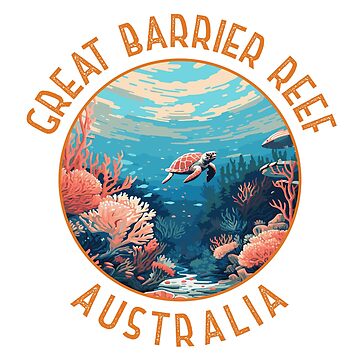 Artwork thumbnail, Great Barrier Reef Australia Retro Distressed Circle by KrisSidDesigns