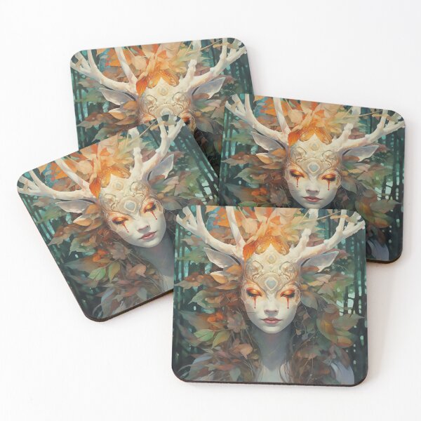 Item preview, Portrait of a woman deer's face designed and sold by WallWhimsyWorks.