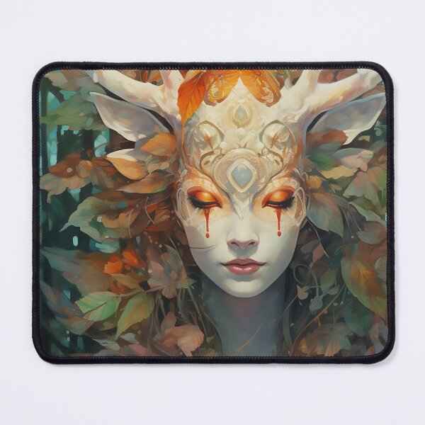 Item preview, Portrait of a woman deer's face designed and sold by WallWhimsyWorks.