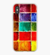 Colorful Tempera Oil Paint Art with Emergent Cube Effect Design iPhone Case