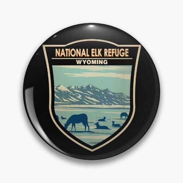 Item preview, National Elk Refuge Wyoming Travel Art Badge designed and sold by KrisSidDesigns.