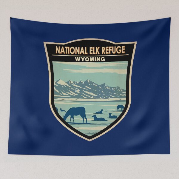 Item preview, National Elk Refuge Wyoming Travel Art Badge designed and sold by KrisSidDesigns.