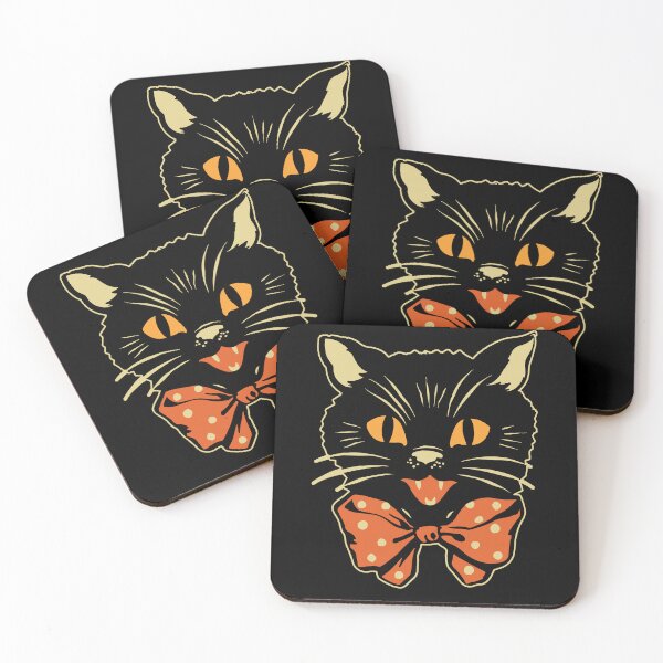 Item preview, Vintage Halloween Black with Bowtie Spooky Retro Folk Art designed and sold by PUFFYP.