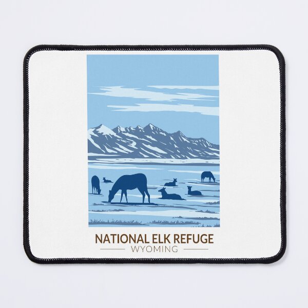 Item preview, National Elk Refuge Wyoming Travel Art Vintage designed and sold by KrisSidDesigns.