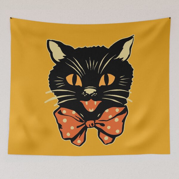 Item preview, Vintage Halloween Black with Bowtie Spooky Retro Folk Art Pocket designed and sold by PUFFYP.