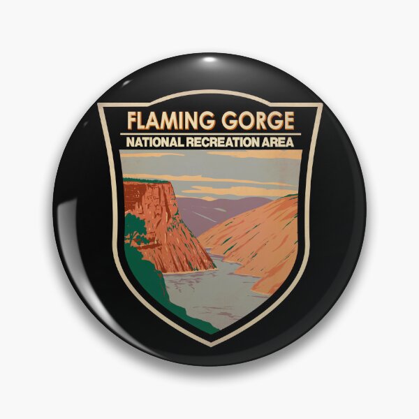 Item preview, Flaming Gorge National Recreation Area Travel Art Badge designed and sold by KrisSidDesigns.