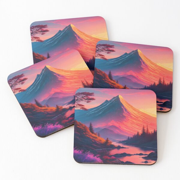 Item preview, Mountain over a river and winter florest at the sunset landscape designed and sold by Luke Pereira.