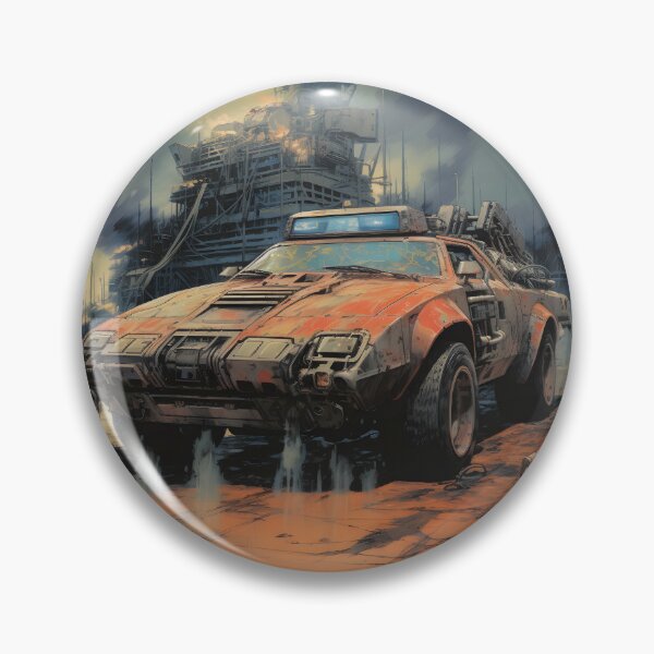 Item preview, Landscape of Post Apocalyptic Rusty Armored Futuristic Sports Car in Wasteland with Ruins of City designed and sold by Je-we.