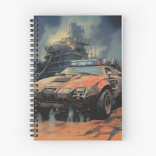 Item preview, Landscape of Post Apocalyptic Rusty Armored Futuristic Sports Car in Wasteland with Ruins of City designed and sold by Je-we.