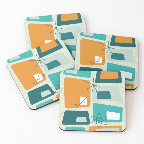 Item preview, Mid Century Modern Abstract 18 Teal, Orange, Aqua designed and sold by trdstudio.