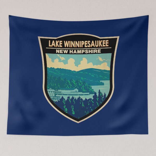 Item preview, Lake Winnipesaukee New Hampshire Travel Art Badge designed and sold by KrisSidDesigns.