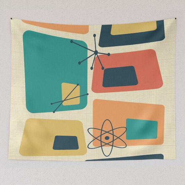 Item preview, Mid Century Modern Abstract 18 Yellow, Teal, Orange designed and sold by trdstudio.
