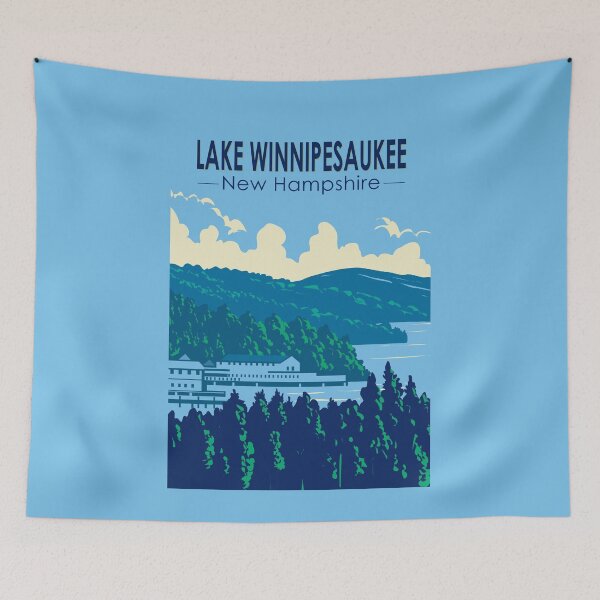 Item preview, Lake Winnipesaukee New Hampshire Travel Art Vintage designed and sold by KrisSidDesigns.