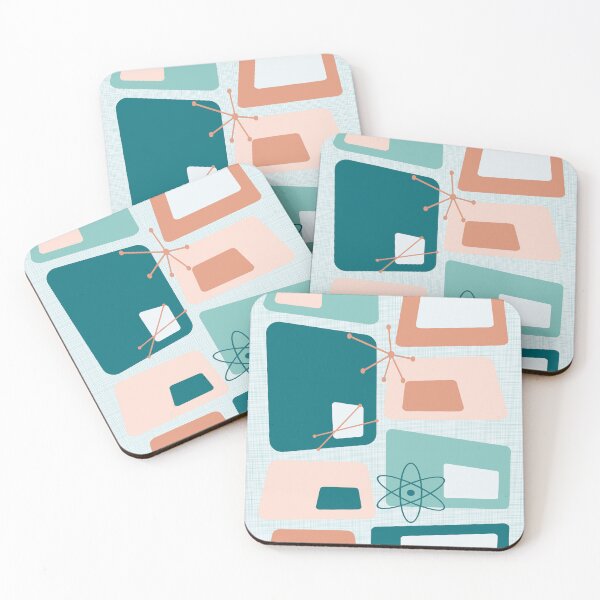 Item preview, Mid Century Modern Abstract 18 Teal, Peach designed and sold by trdstudio.