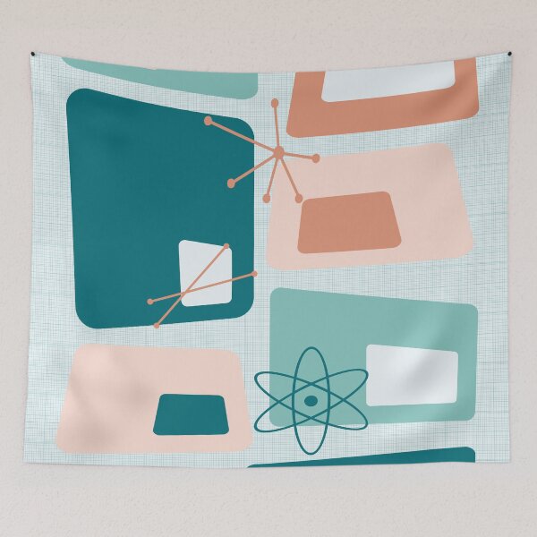 Item preview, Mid Century Modern Abstract 18 Teal, Peach designed and sold by trdstudio.