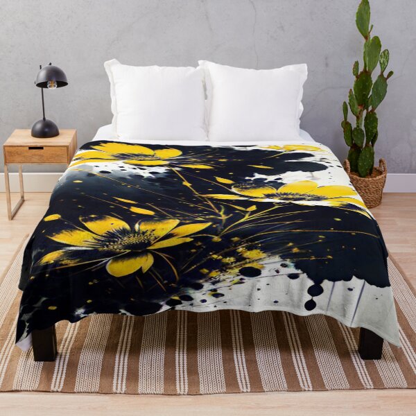 Item preview, Gold Flowers on Onyx and White Background designed and sold by Simple-Art-work.