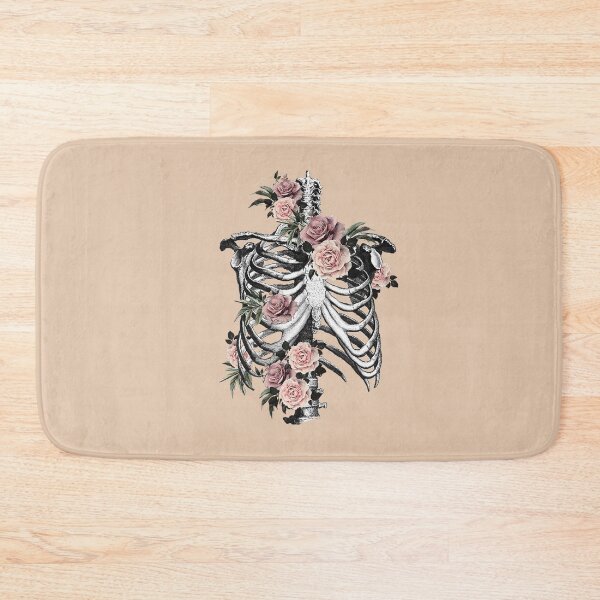 Item preview, Bones and Botany, Anatomy Art, ribcage full of pink roses and leaves,  thoracicy, leaves anatomy Ribcage, rib cage, anatomy skeleton designed and sold by Collagedream.