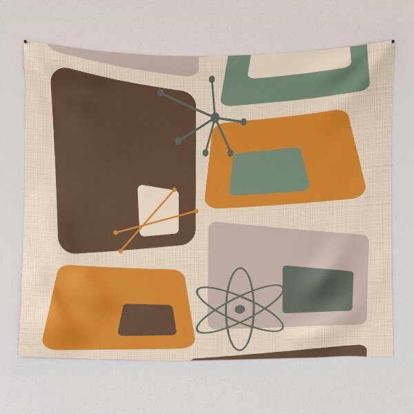Item preview, Mid Century Modern Abstract 18 Chocolate, Green, Orange designed and sold by trdstudio.