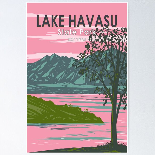 Item preview, Lake Havasu State Park Travel Art Vintage designed and sold by KrisSidDesigns.