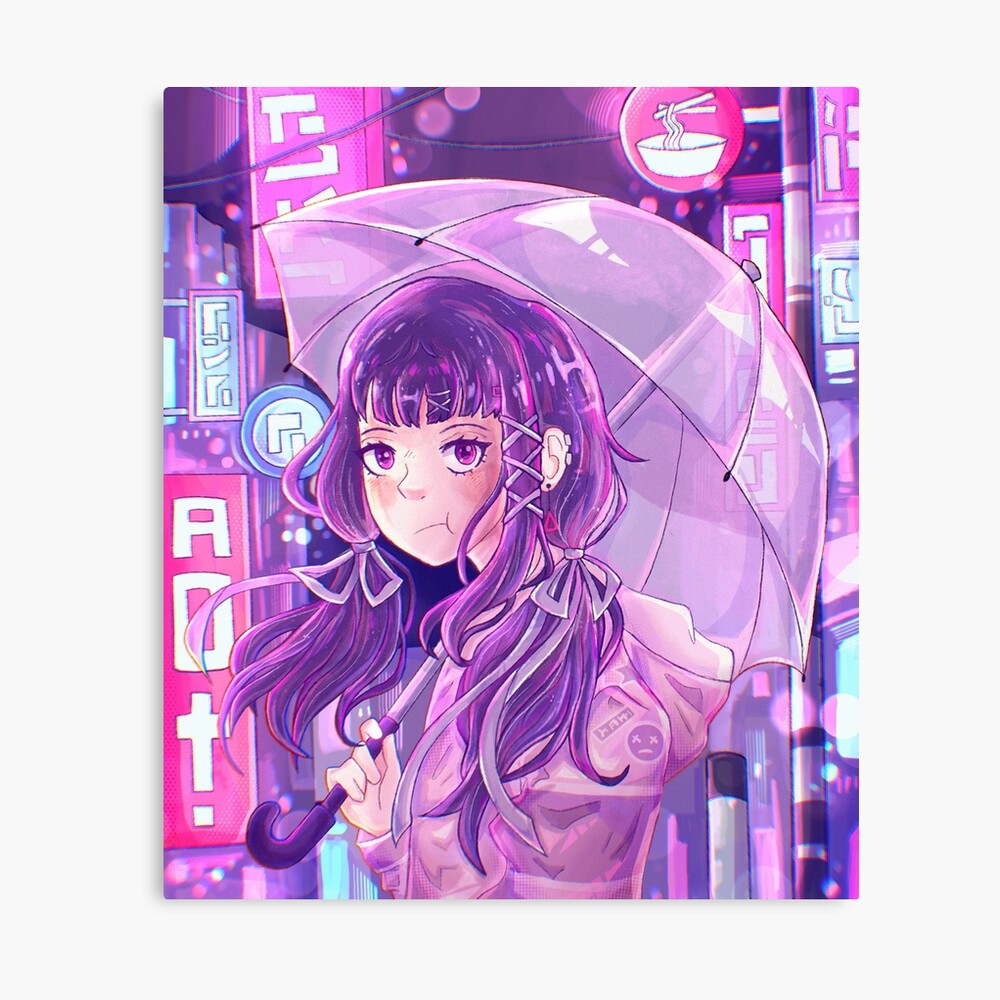 Cyberpunk Anime Girl Poster Cute and Neon Perfect for Anime 