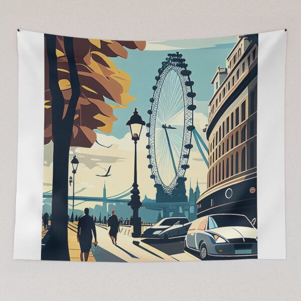 Item preview, London street view in autumn London Eye designed and sold by JadesignFang.